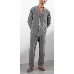 Lily Silk Mulberry Silk Pajamas Set Men's Size L  40 Regular Classy Grey NWT